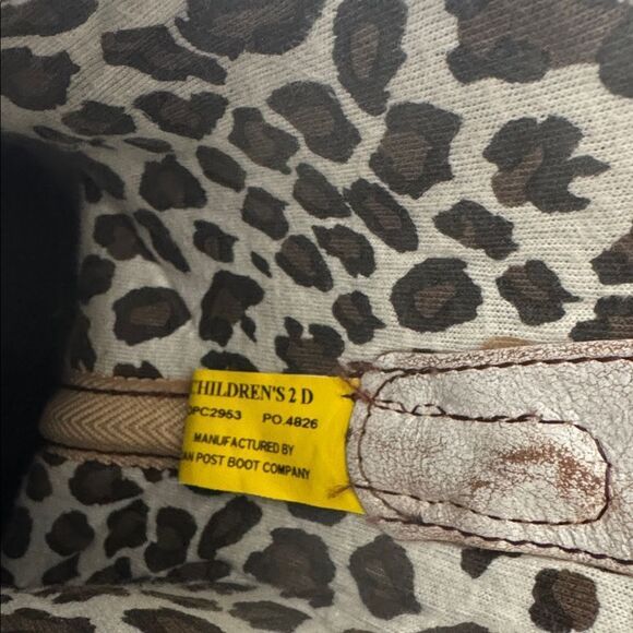 Dan Post Youth Cream and Brown Leather Western Boots Pull On Children’s Size 2 D - Picture 6 of 12